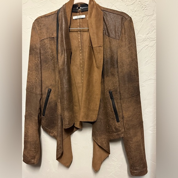Dex Brown Faux Leather Jacket - size small - Picture 2 of 7